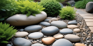 Decoração de jardim com pedras decorativas