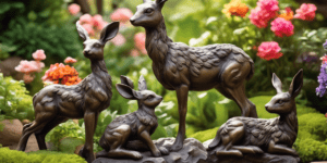 Decoração de jardim com esculturas