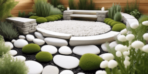 Decoração de jardim com pedras brancas
