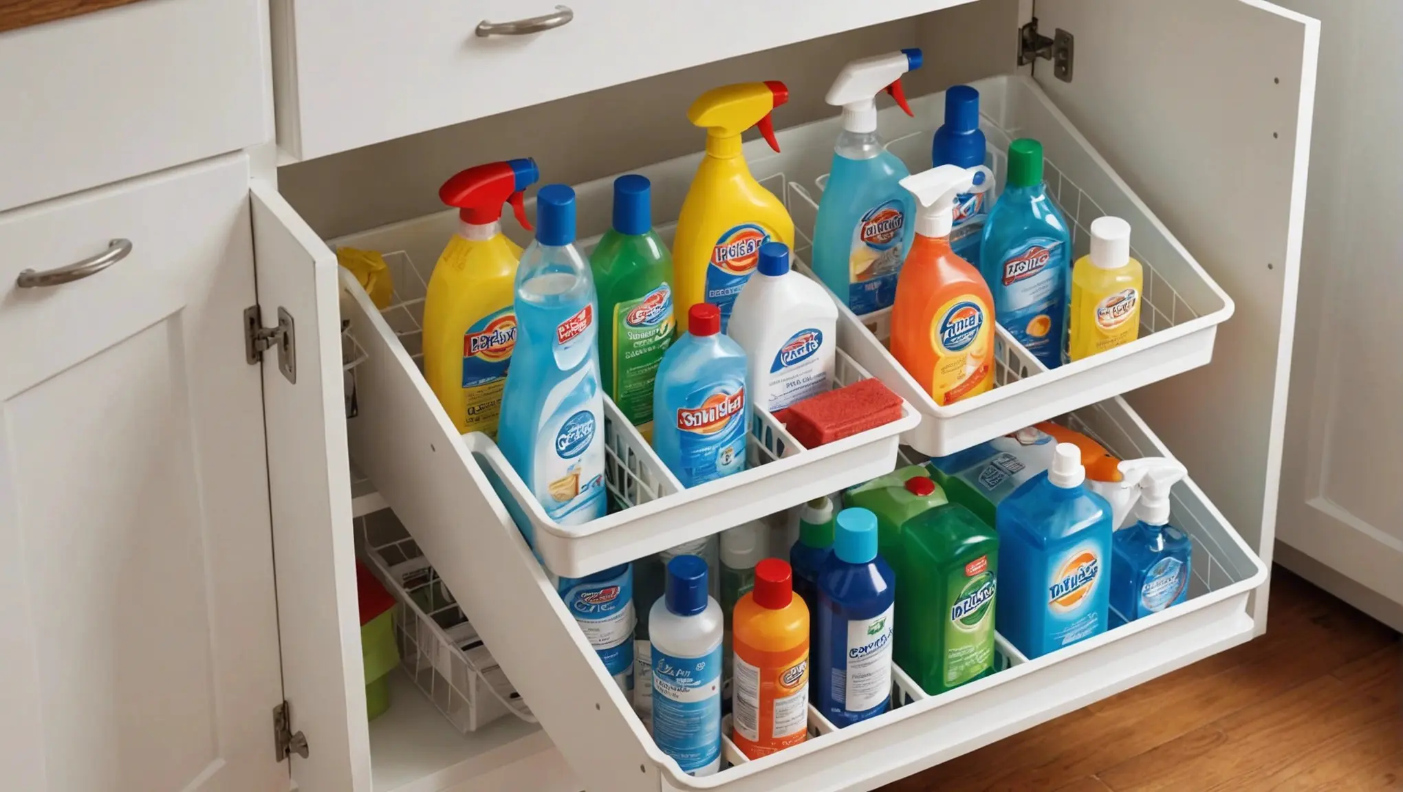 como organizar produtos de limpeza
