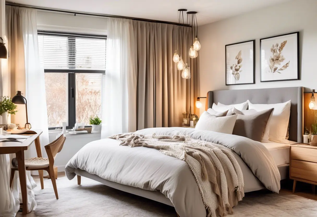 Quarto de casal com área de trabalho