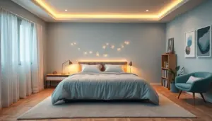 Quarto de casal com iluminação LED
