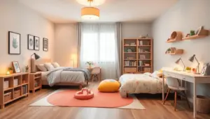 Quarto de casal dividido com filho