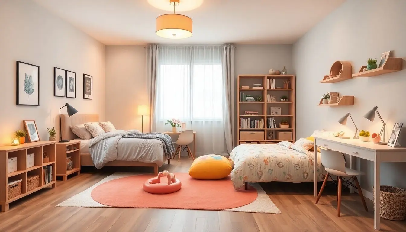 Quarto de casal dividido com filho