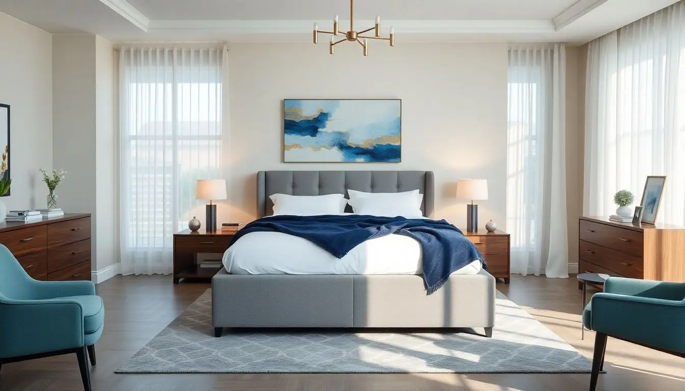 Quarto de casal moderno e sofisticado