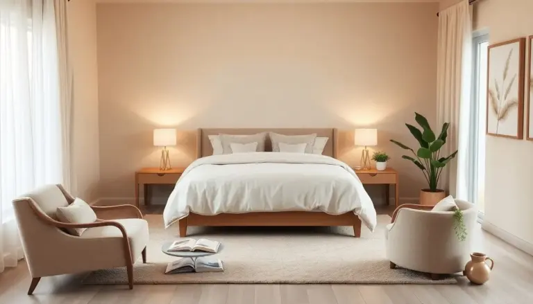 Quarto de casal na cor bege