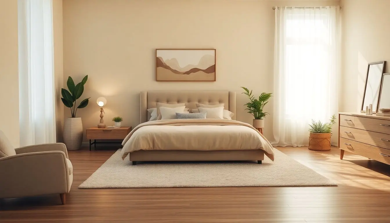 Quarto de casal na cor bege