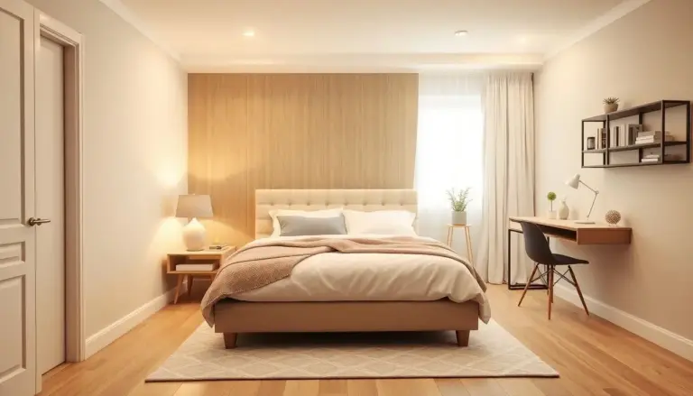 Quarto de casal pequeno planejado