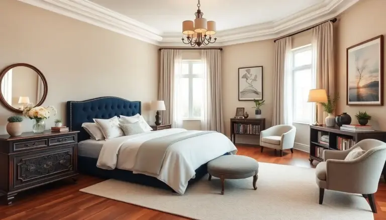 Quarto de casal romântico moderno