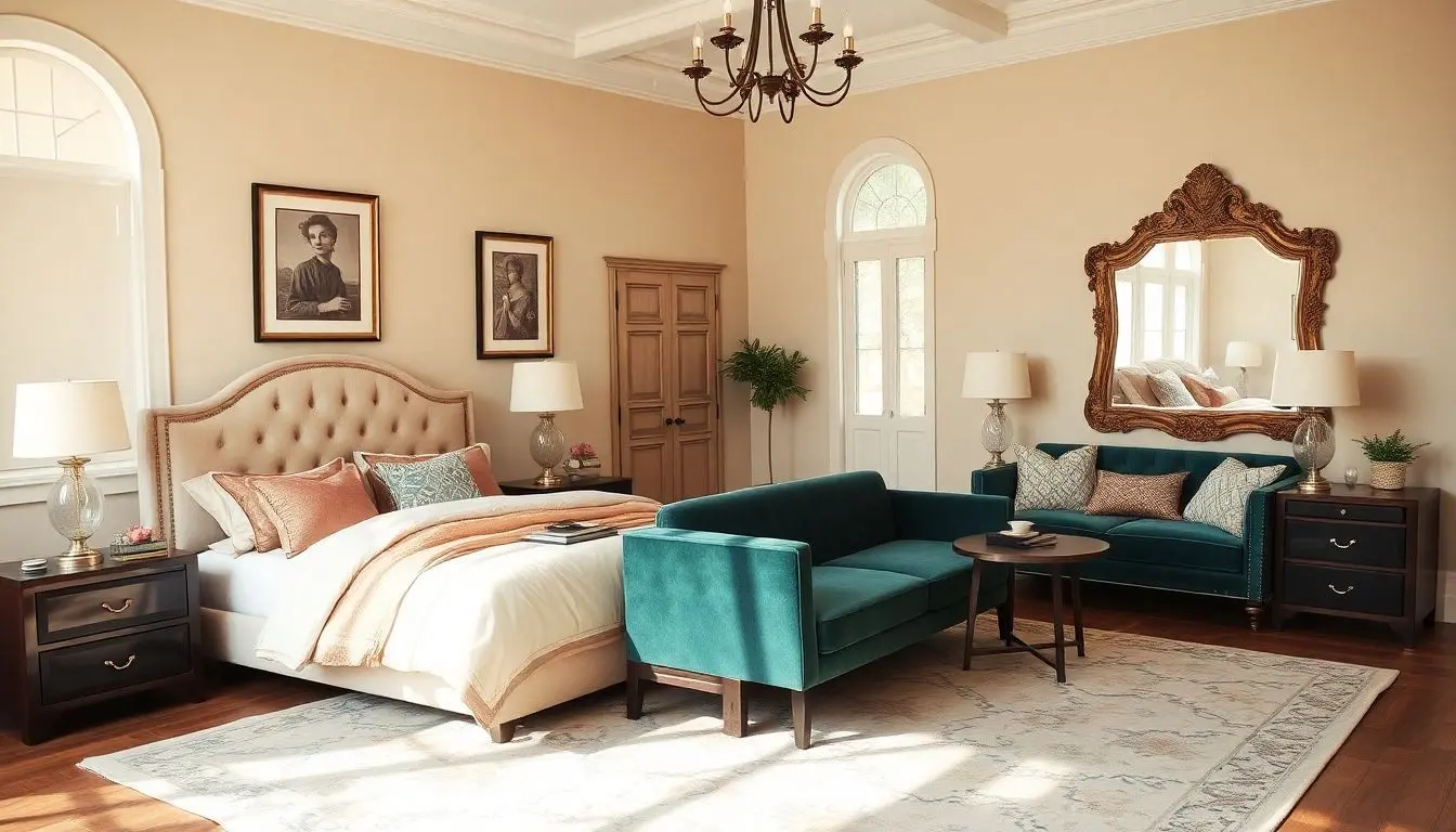 Quarto de casal romântico moderno