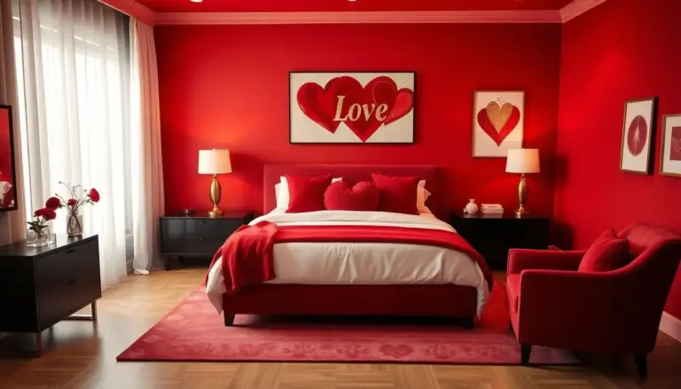 Quarto de casal vermelho
