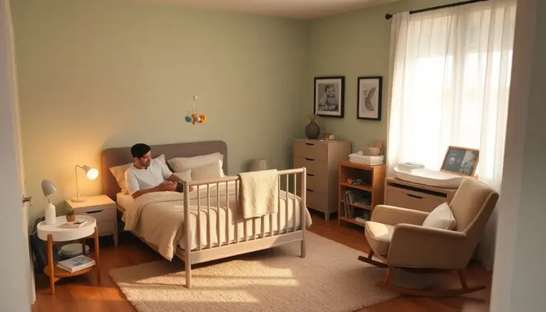 Quarto de casal com berço e bebê