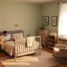 Quarto de casal com berço e bebê