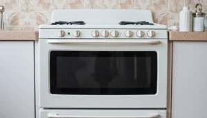 Fogão em cozinha doméstica organizada com elementos de planejamento
