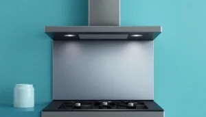 Fogão doméstico em uma cozinha organizada