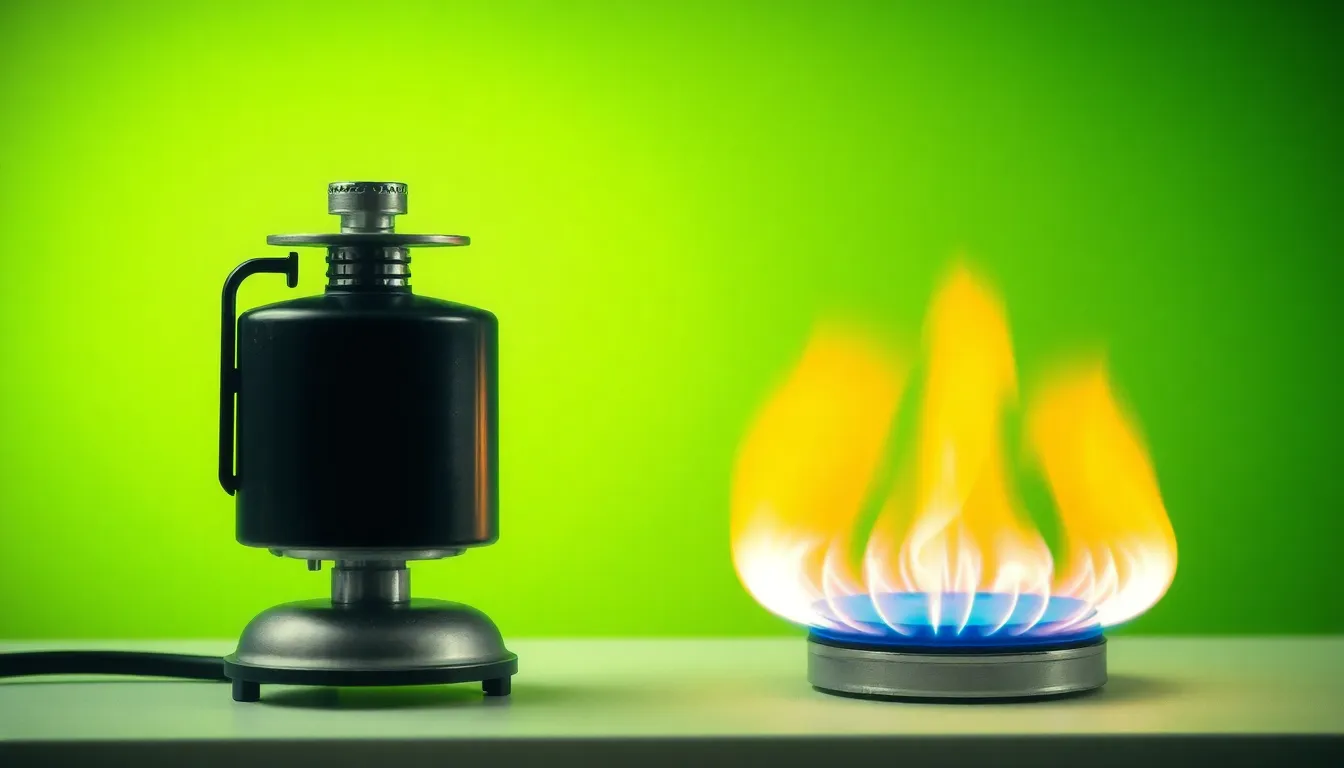 Fogão a vapor de gasolina em cozinha.