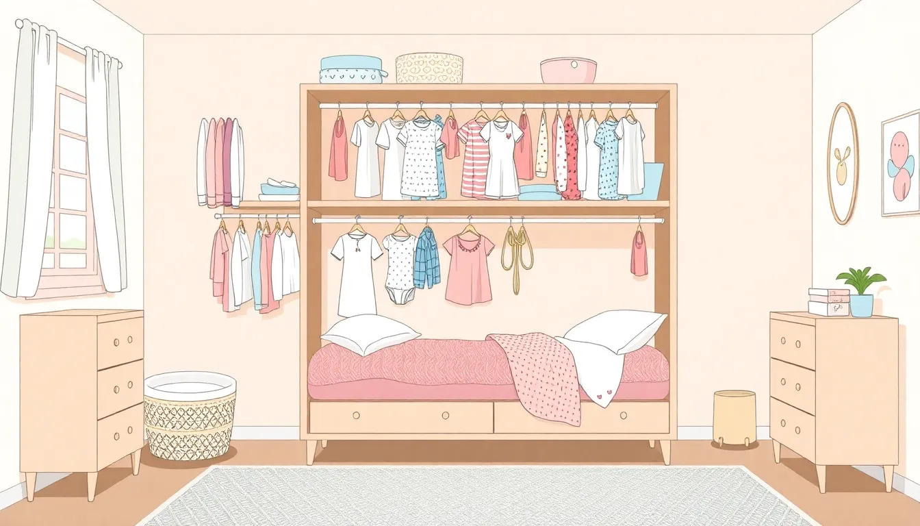 Onde guardar roupas, fraldas e acessórios para facilitar a rotina — quarto de casal funcional para bebê
